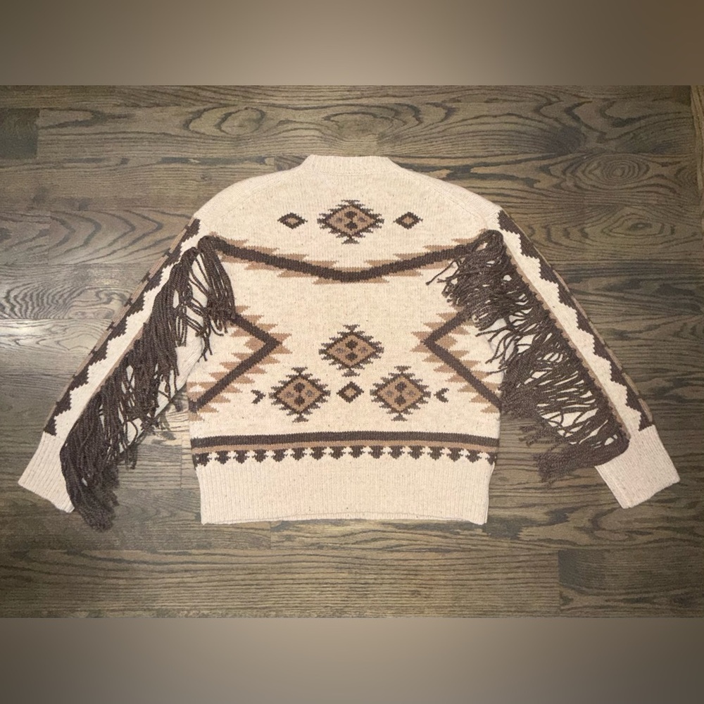 Polo Ralph Lauren Southwestern Aztec Navajo Serape Wool Tan/brown Sweater Sz L - Picture 2 of 7